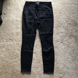 Distressed black jeans